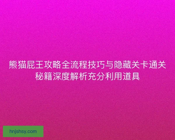 熊猫屁王攻略全流程技巧与隐藏关卡通关秘籍深度解析充分利用道具